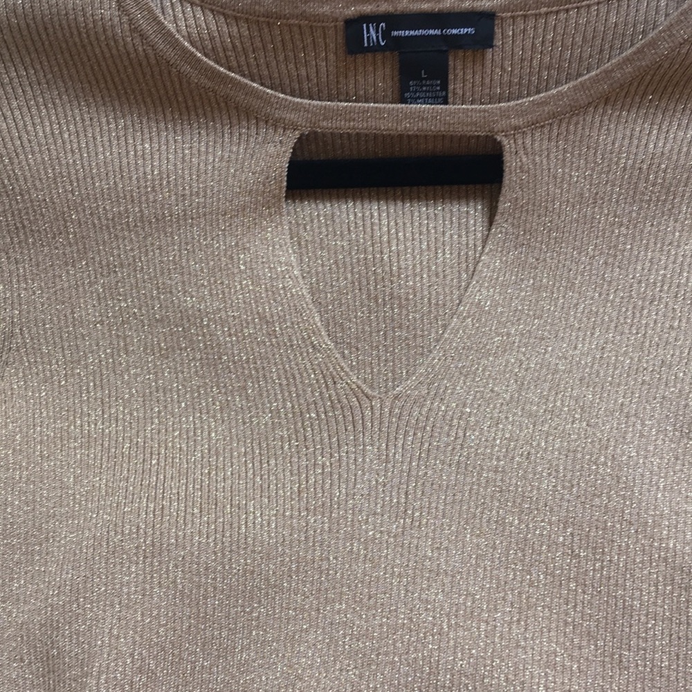 INC Gold Knit V Neck Sweater Size L - Picture 7 of 7